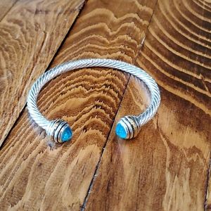 Wire Cuff Bracelet w/ blue stones